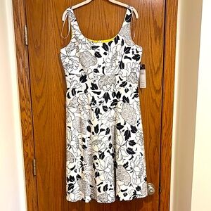 Floral Black and White Dress